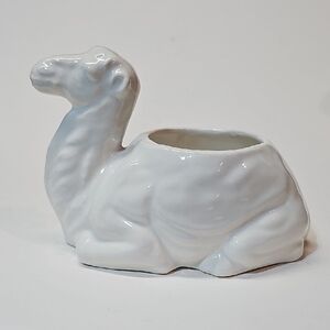 Vintage California Pottery White Ceramic Camel Planter - Decorative Home Accents